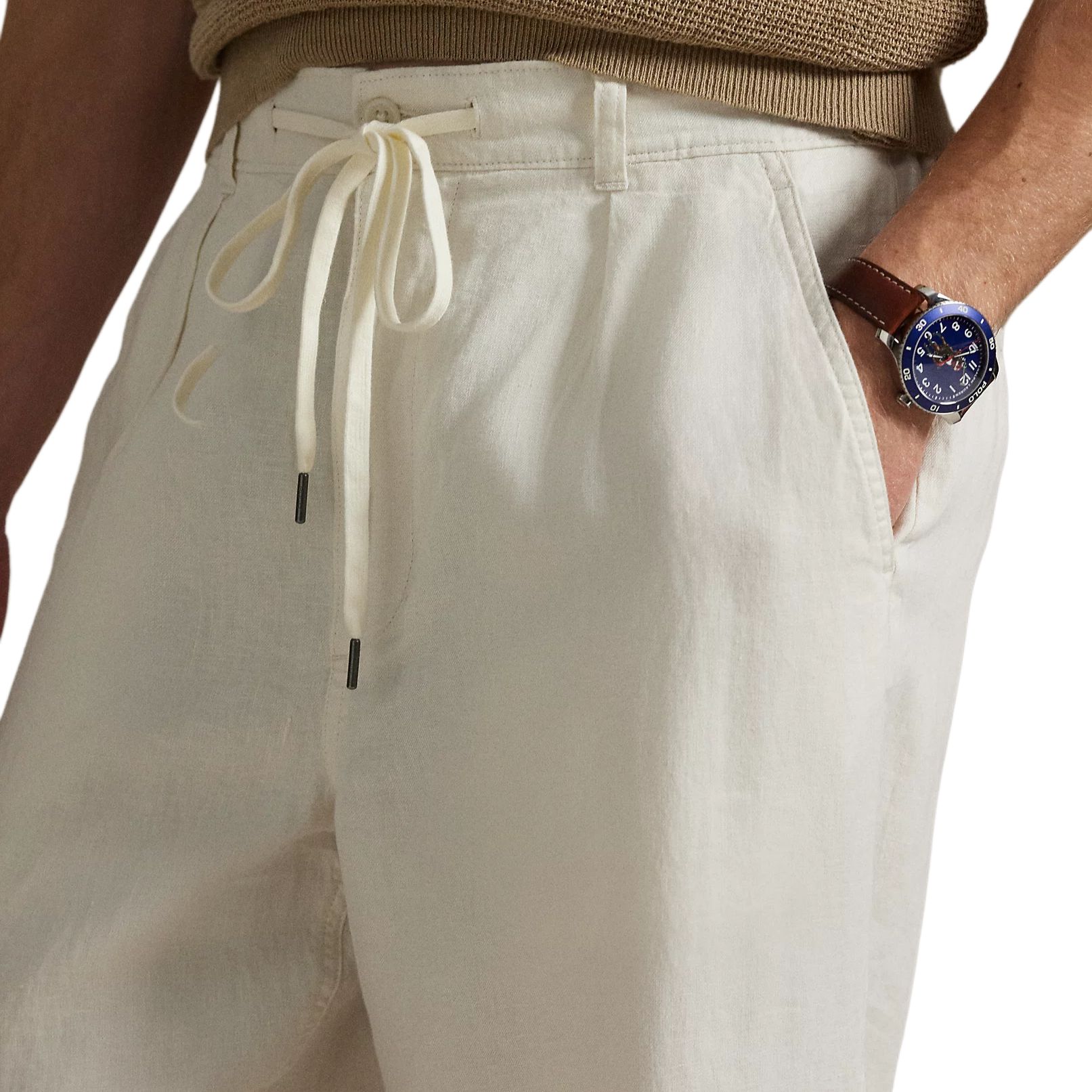 Details for Polo Ralph Lauren Celana Linen Lipit Warna Cream Celana Kasual. 710971941-002