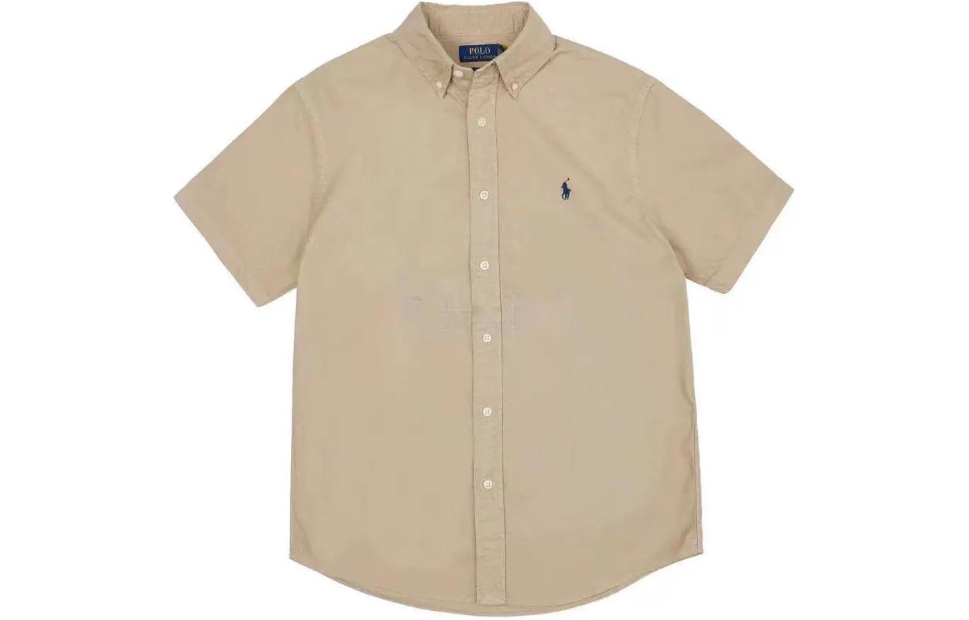 Polo Ralph Lauren  Short Sleeve Khaki Shirt with Embroidered Logo. 710905290-002
