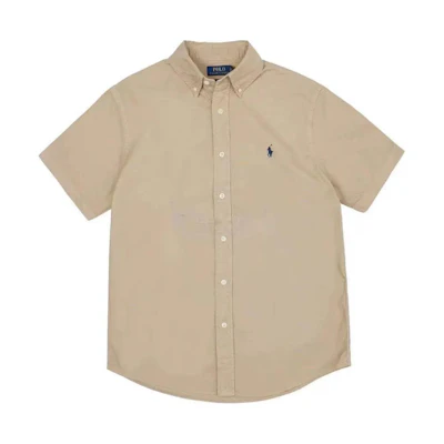 Polo Ralph Lauren Short Sleeve Khaki Shirt with Embroidered Logo. 710905290-002