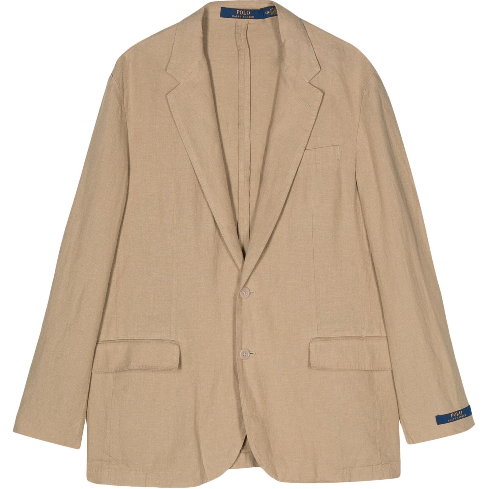 Polo Ralph Lauren  Single-Breasted Blazer Almond Beige with Logo Patch. 715927474