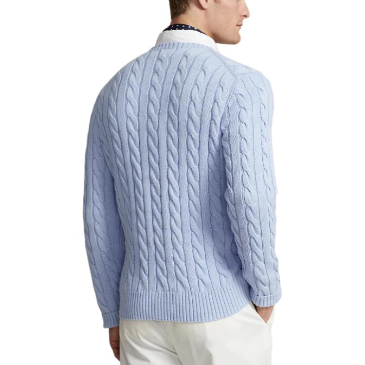 Shop Polo Ralph Lauren 修身圆领针织毛衣 浅蓝色 710775885-503