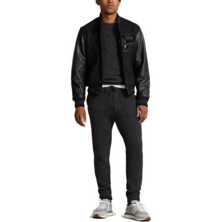 Lookbook Polo Ralph Lauren Slim Fit Jaket Hitam Lengan Panjang Cetakan Bergaris Surat MNPOOTW16021224