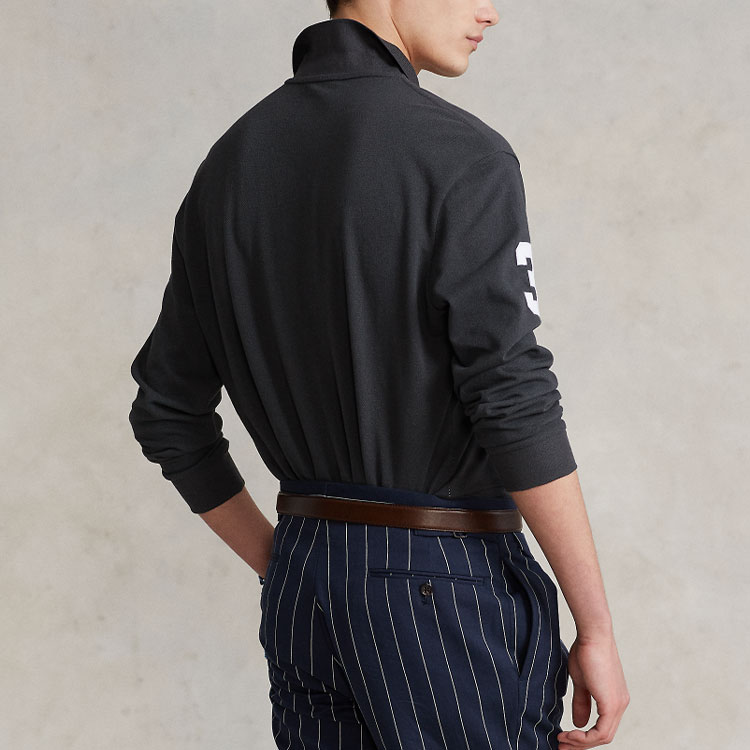 Purchase Polo Ralph Lauren  Slim Fit Long Sleeve Polo Shirt Dark Grey Three Ponies. MNPOKNI16821451-020