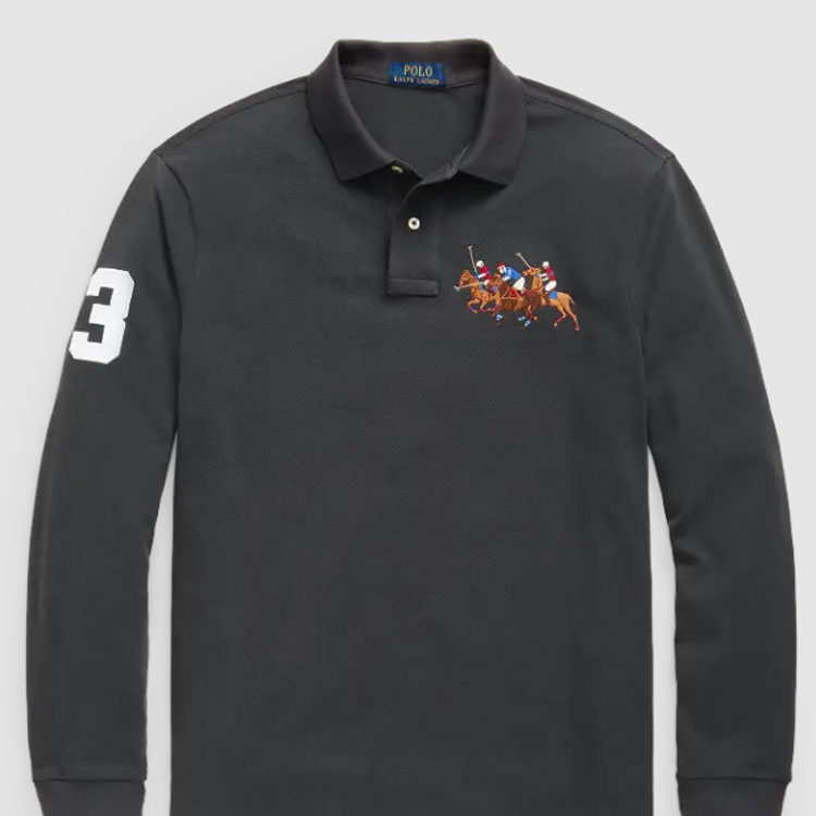 Details for Polo Ralph Lauren  Slim Fit Long Sleeve Polo Shirt Dark Grey Three Ponies. MNPOKNI16821451-020