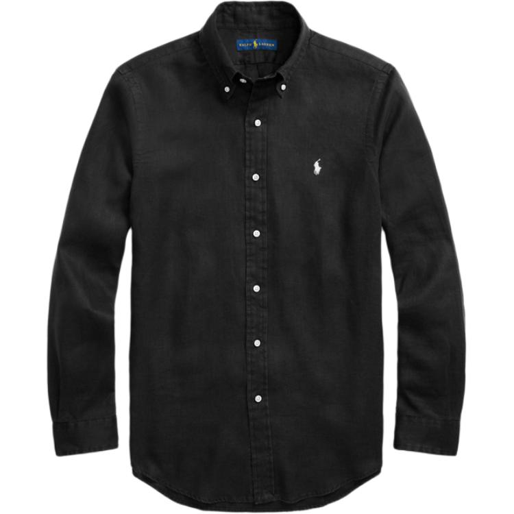 Polo Ralph Lauren  Slim Fit Long Sleeve Shirt Black with Embroidered Logo. 710791449-008