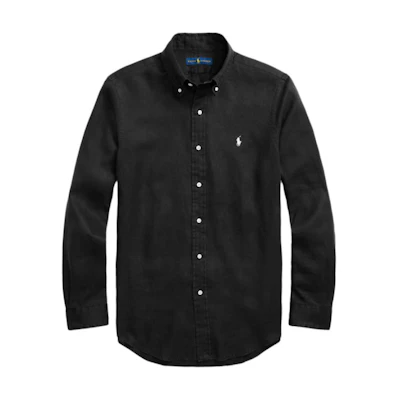 Polo Ralph Lauren Slim Fit Long Sleeve Shirt Black with Embroidered Logo. 710791449-008