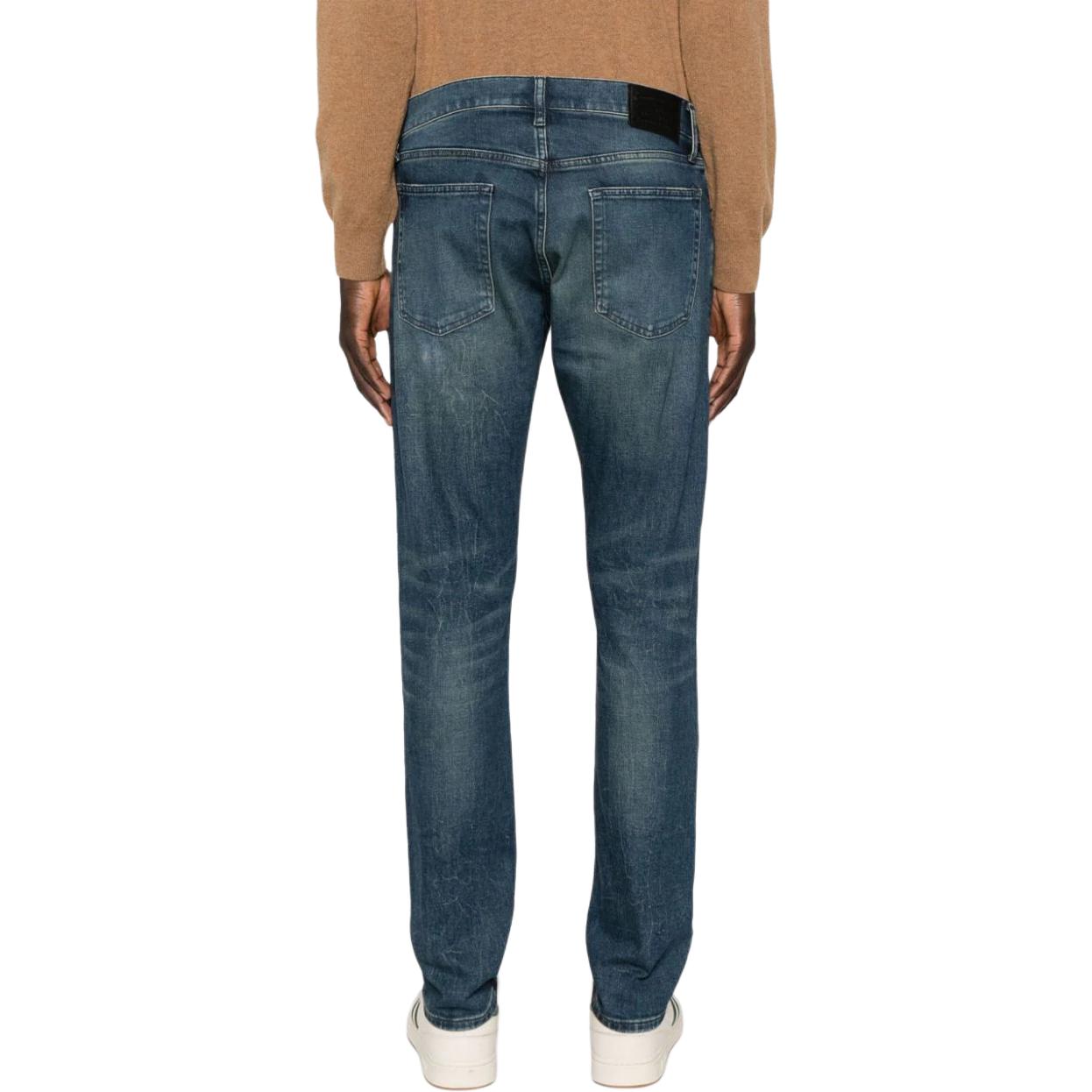 Shop Polo Ralph Lauren 修身低腰牛仔褲 深藍色 背面標誌貼牌 710917218-001