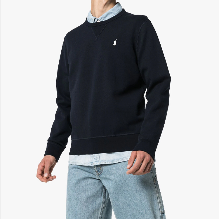 Lookbook Polo Ralph Lauren Logo Sulam Crewneck Sweatshirt Biru Navy 710675313-017