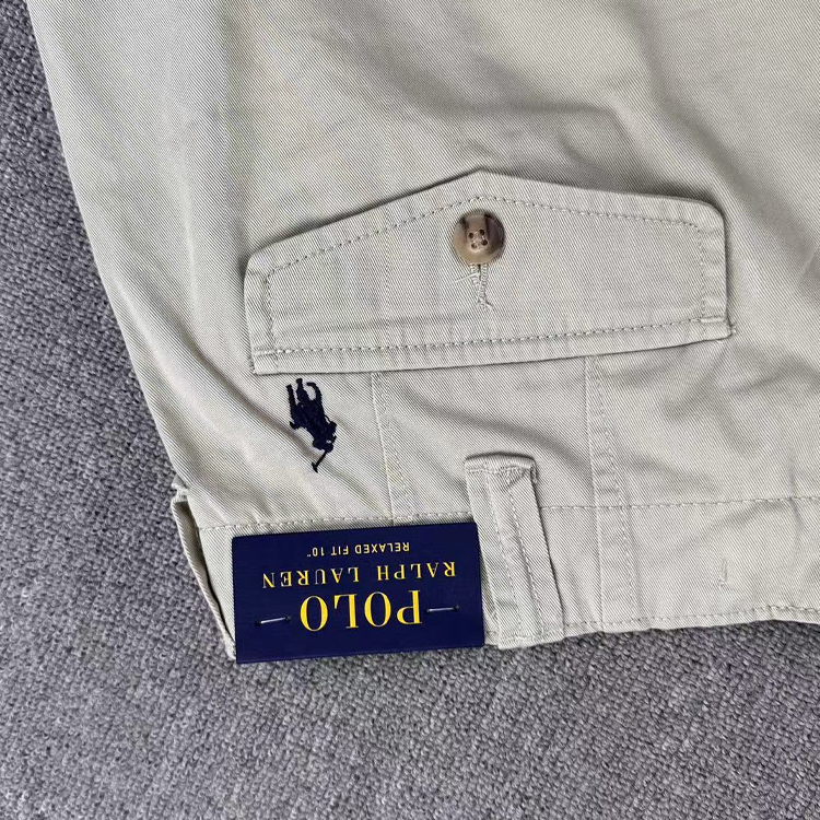 Shop ポロ ラルフ ローレン ロゴパッチ ストレート カジュアルショーツ ストーンカラー 710726941-001