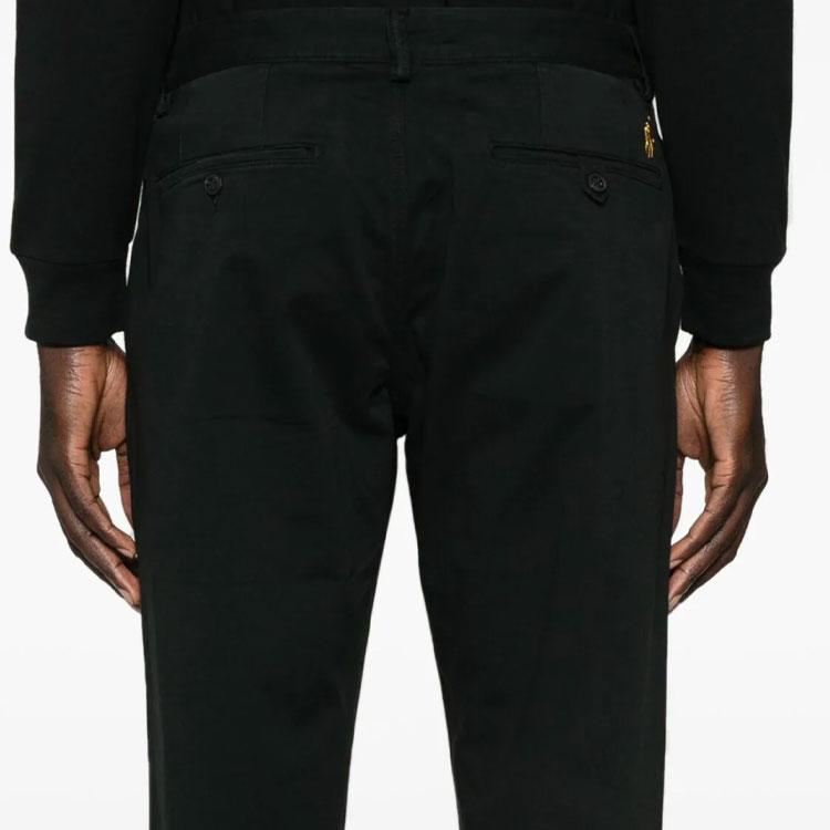 Sizing Polo Ralph Lauren Celana Kasual Hitam Solid Mid-Rise Tapered 710926922