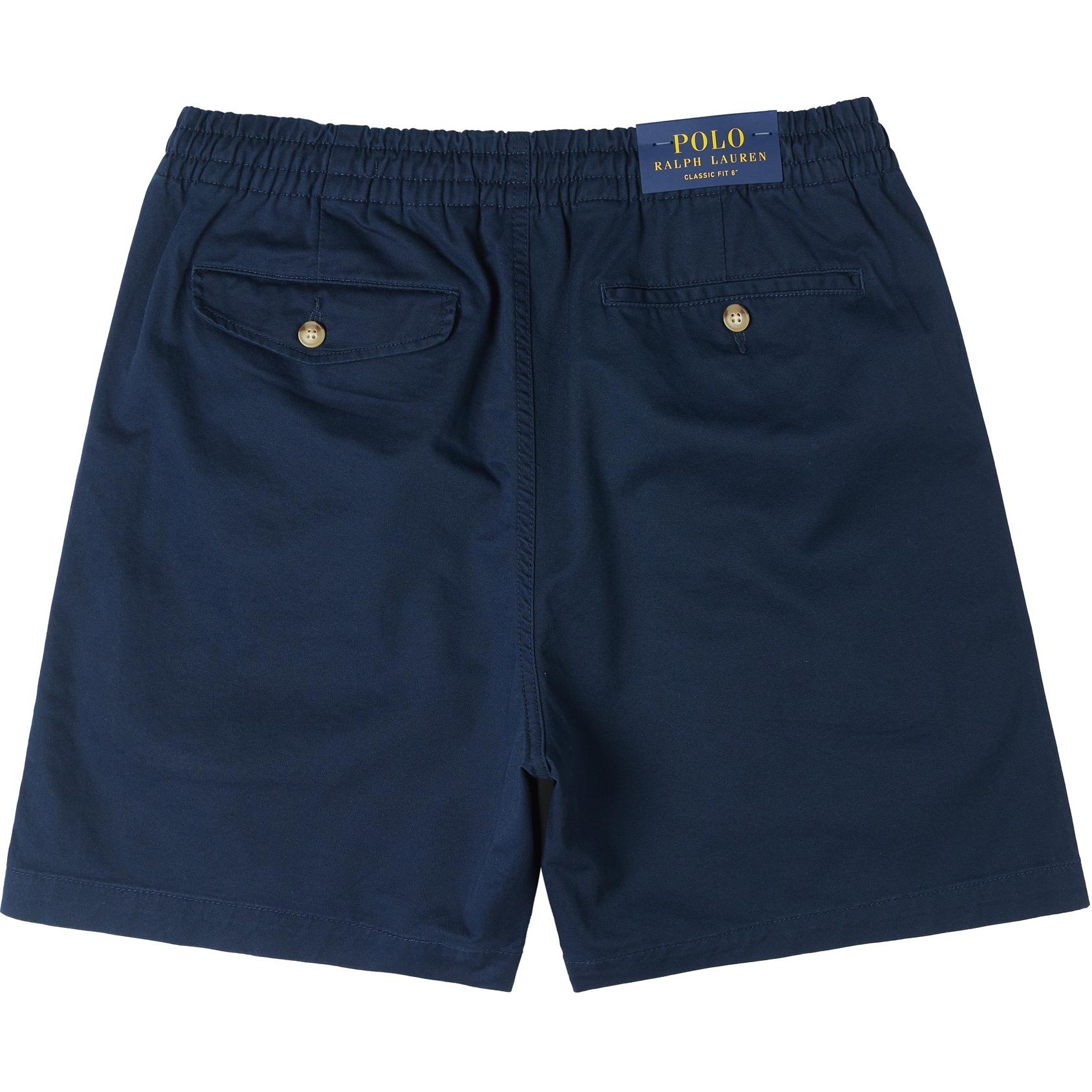 Lookbook Polo Ralph Lauren纯棉海军蓝短裤绣标款式。 MNPOSHO14G20101-400