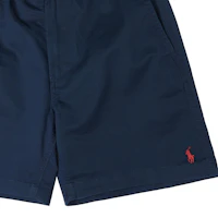 Shop Polo Ralph Lauren 刺繡標誌純棉海軍藍短褲 MNPOSHO14G20101-400
