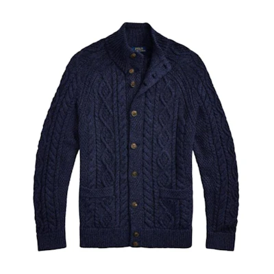 Polo Ralph Lauren Solid Navy Blue Long-Sleeve Knit Cardigan. 710955904-001