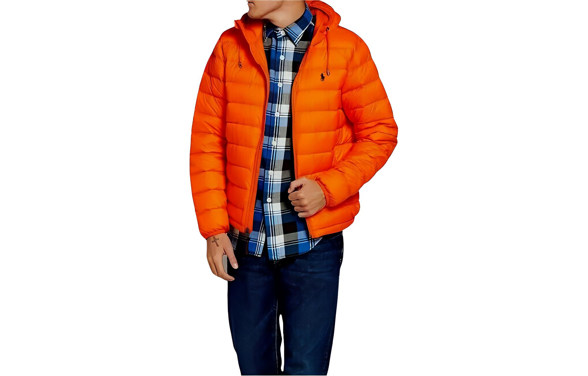 Polo Ralph Lauren  Solid Orange Hooded Zip Puffer Jacket. 710829156-003