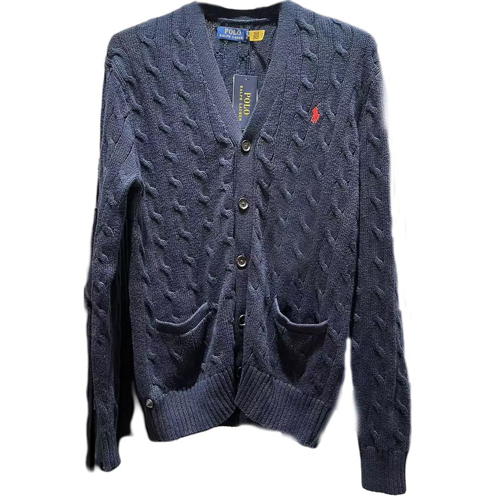 Polo Ralph Lauren  Solid Pony Logo Embroidered Navy V-Neck Cardigan. MNPOSWE16821756-400