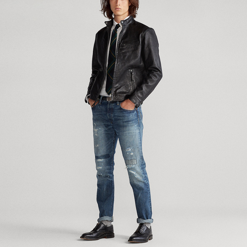 Lookbook Polo Ralph Lauren 立領拉鍊摩托皮夾克 黑色 MNBLOTWM5B10053-B10