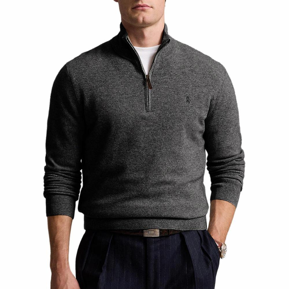 Lookbook Polo Ralph Lauren  Solid Zip High Neck Knit Sweater Grey. 710892482-014