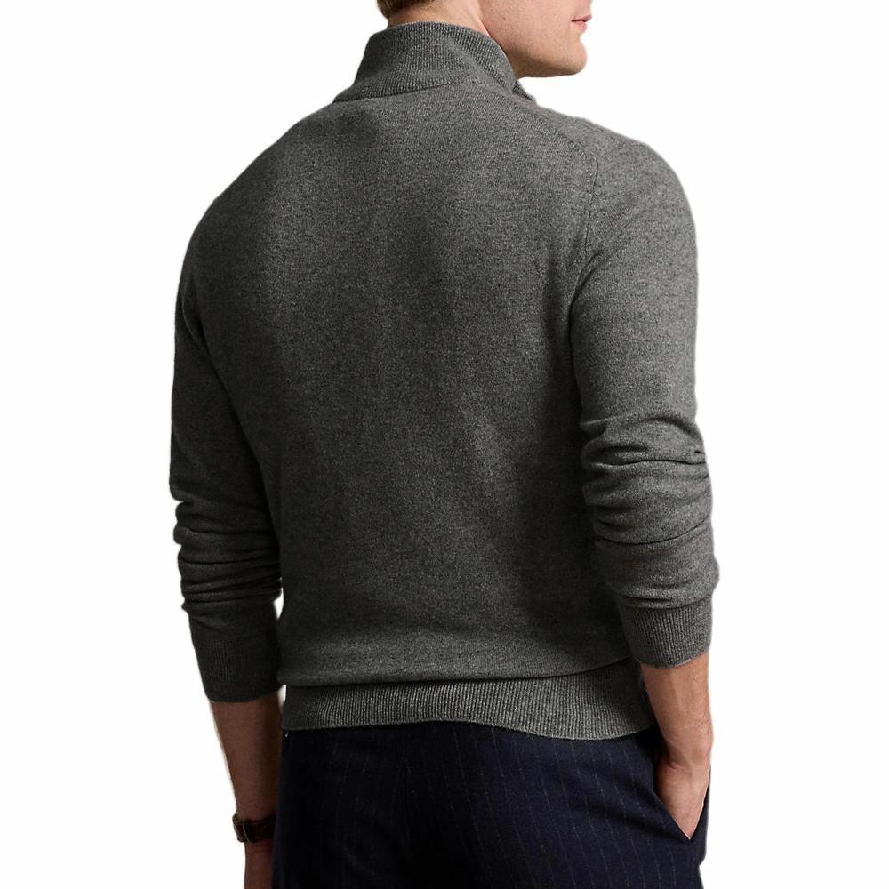 Shop Polo Ralph Lauren  Solid Zip High Neck Knit Sweater Grey. 710892482-014