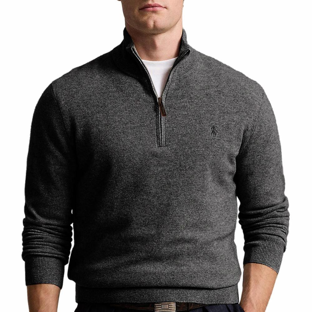 Purchase Polo Ralph Lauren  Solid Zip High Neck Knit Sweater Grey. 710892482-014