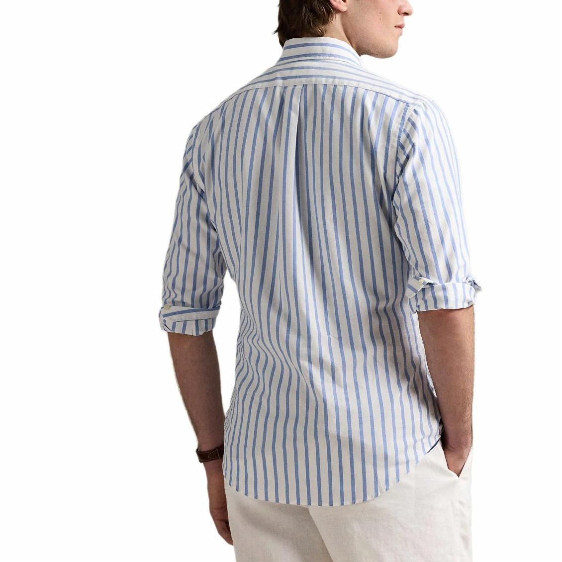 Shop Polo Ralph Lauren  Striped Single-Breasted Long Sleeve Shirt Blue 710973730001