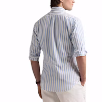 Shop Polo Ralph Lauren 條紋單排扣長袖襯衫 藍色 710973730001