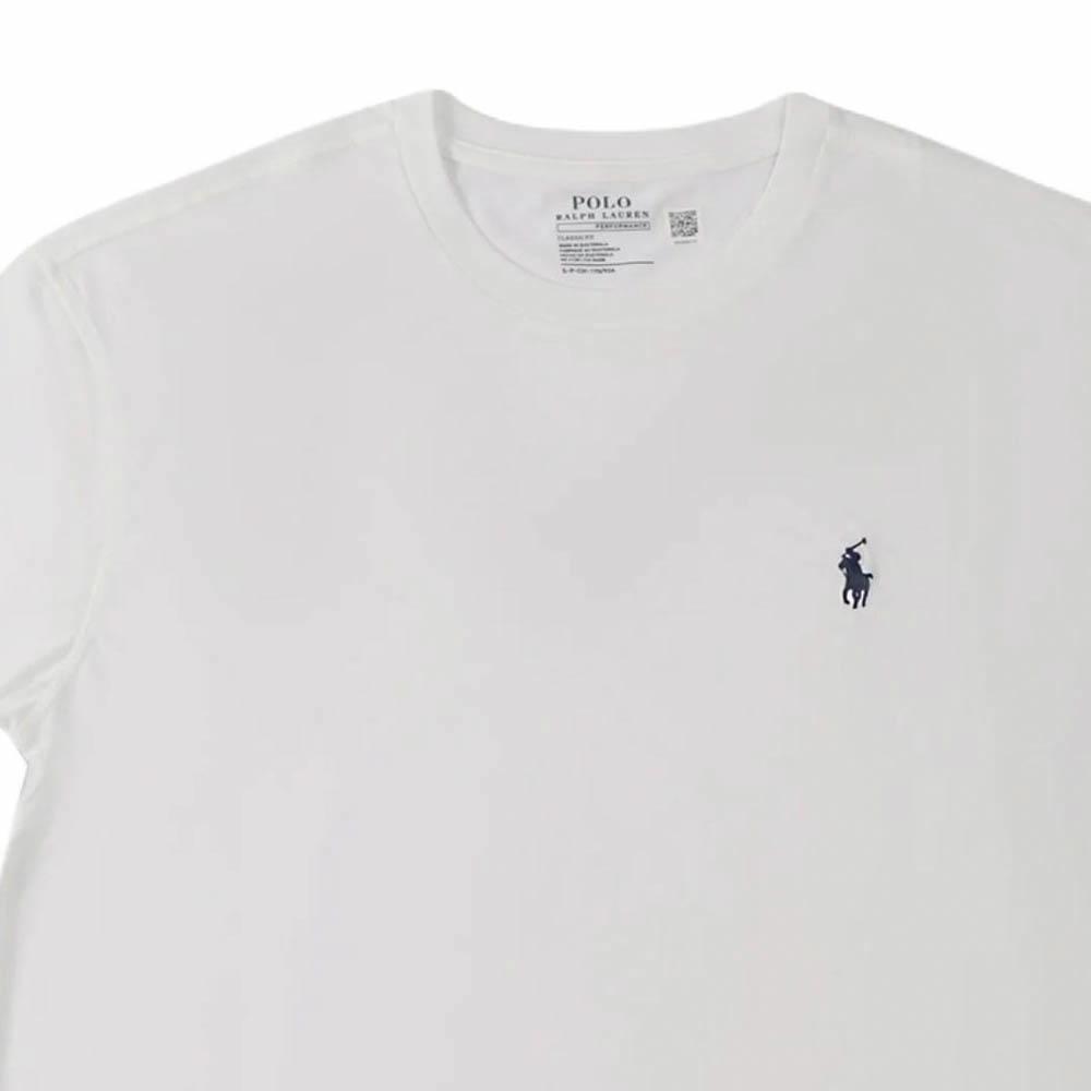 Shop Polo Ralph Lauren Kemeja-T Leher Bulat Lengan Pendek Logo Putih. 710865767-004