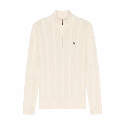 Polo Ralph Lauren White Long Sleeve Knit Sweater with Pony Logo Embroidery. 710810841-015