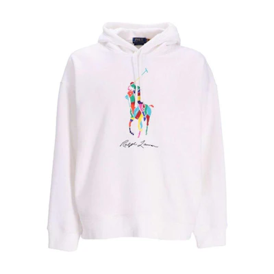 Polo Ralph Lauren White Loose-Fit Hoodie with Letter Print. 710926613-001