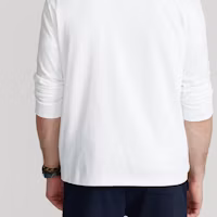 Sizing Polo Ralph Lauren 白色素面長袖圓領休閒T恤 MNPOTSH16820170-100