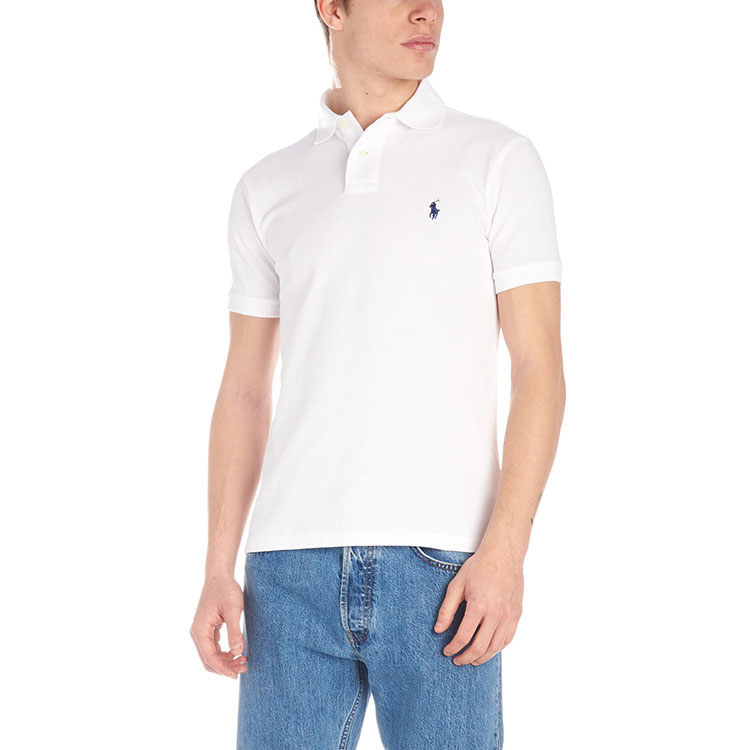 Shop Polo Ralph Lauren  White Short-Sleeve Polo Shirt with Embroidered Logo. 548797-001