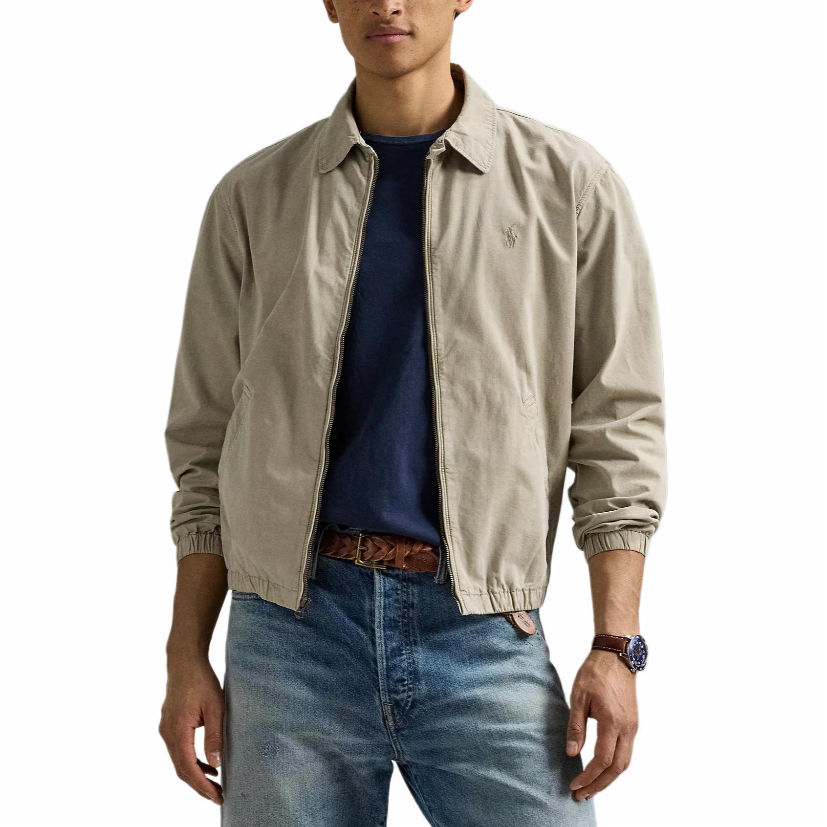 Shop Polo Ralph Lauren Bayport橄榄绿色长袖外套 矿物染色。 710961831-003