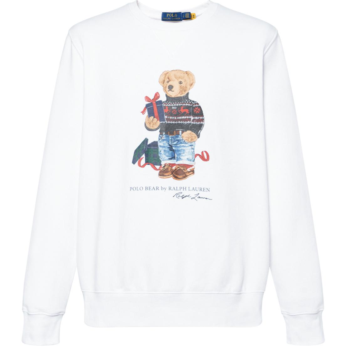 Polo Ralph Lauren Bear Graphic Crewneck Sweatshirt Long Sleeve  White 710853308-028