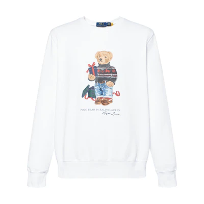 Polo Ralph Lauren Bear Graphic Crewneck Sweatshirt Long Sleeve White 710853308-028