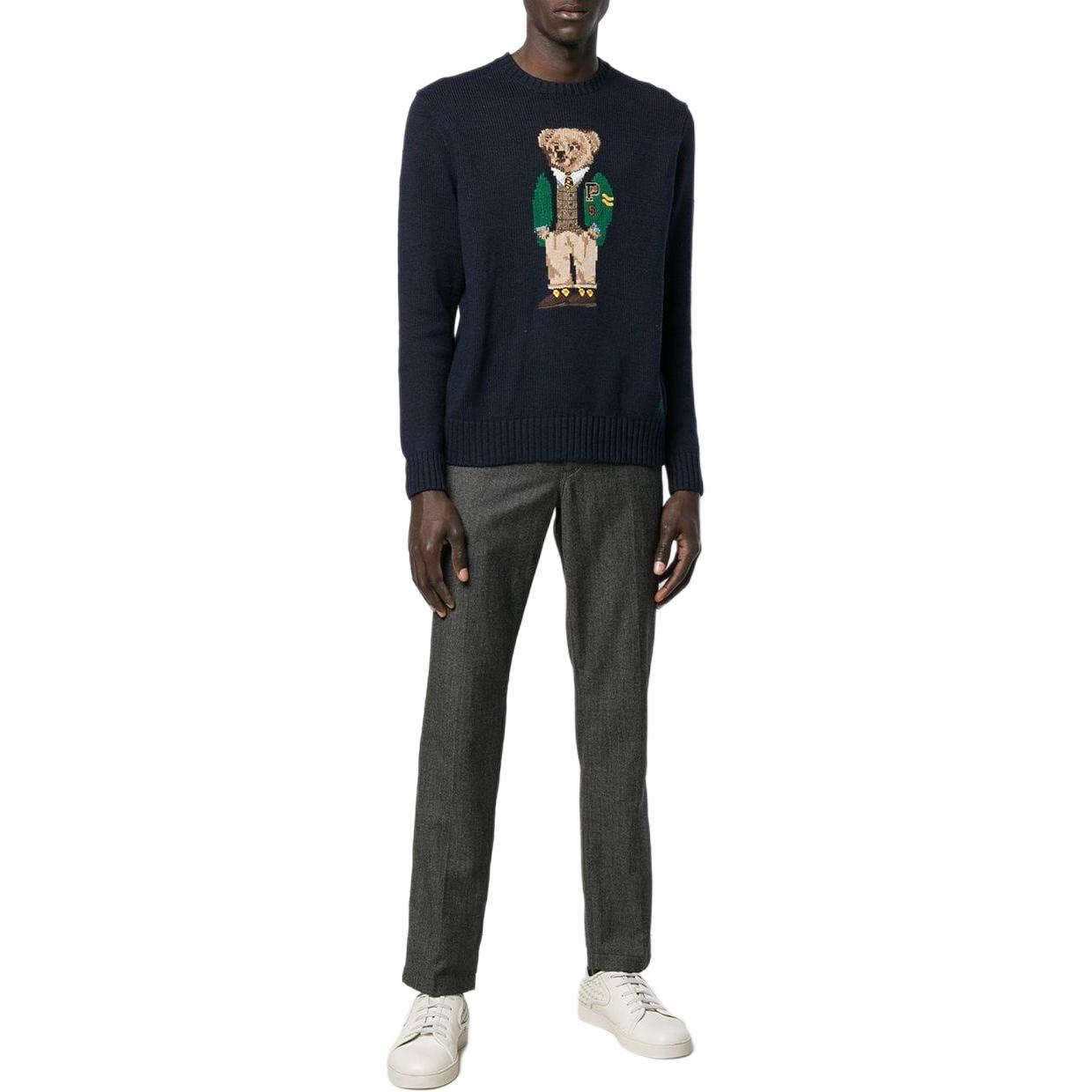 Polo Ralph Lauren Bear Graphic Navy Blue Knit Sweater  Long Sleeve Crewneck 710759496-001 圖 3