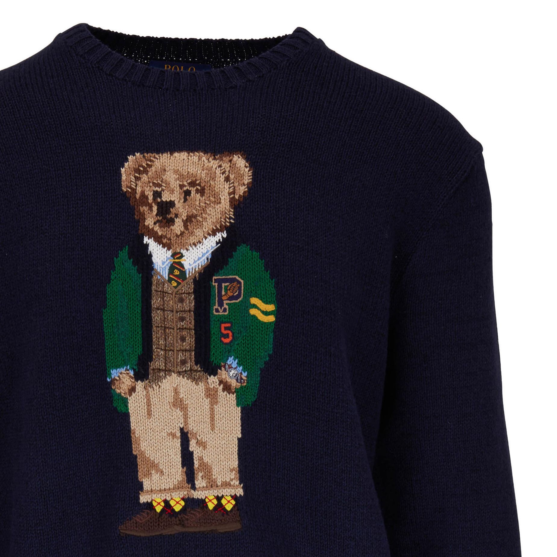 Polo Ralph Lauren Bear Graphic Navy Blue Knit Sweater  Long Sleeve Crewneck 710759496-001 圖 7