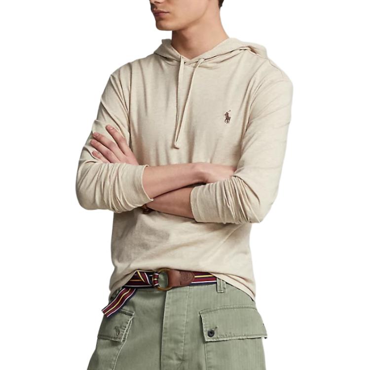 Shop Polo Ralph Lauren 米色刺绣标志连帽衫 710973743-004