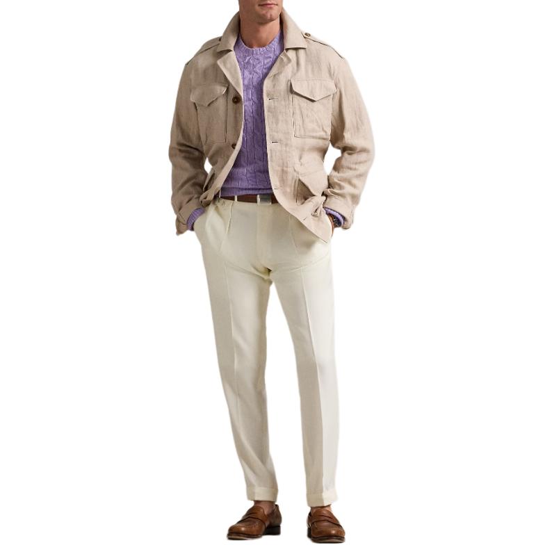 Shop Polo Ralph Lauren 男士米色單排扣長袖外套 710956071-001