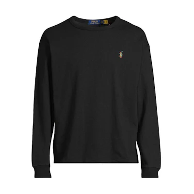 Polo Ralph Lauren Black Crewneck Sweatshirt with Colorful Pony Embroidery 710926612-002