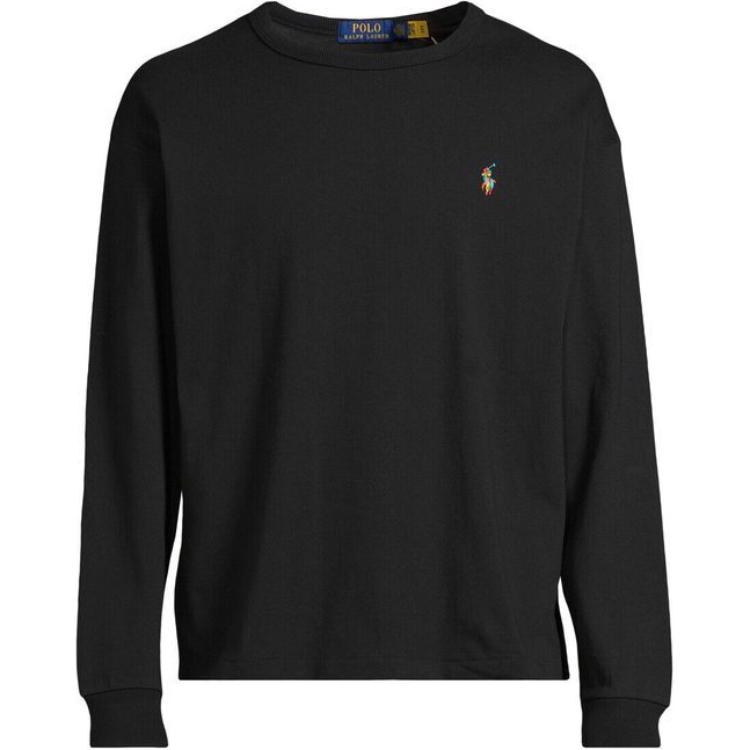 Order Polo Ralph Lauren Crewneck Hitam dengan Bordir Pony Warna-Warni 710926612-002