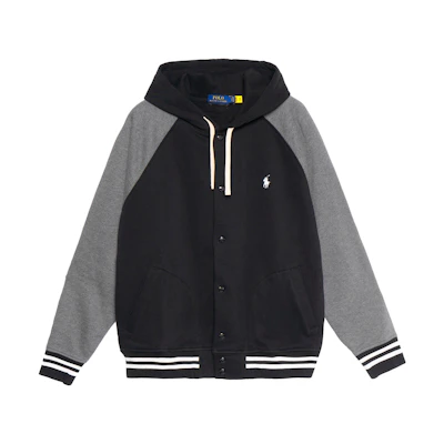 Polo Ralph Lauren Black Fleece Logo Embroidered Hoodie Jacket 710850315-001