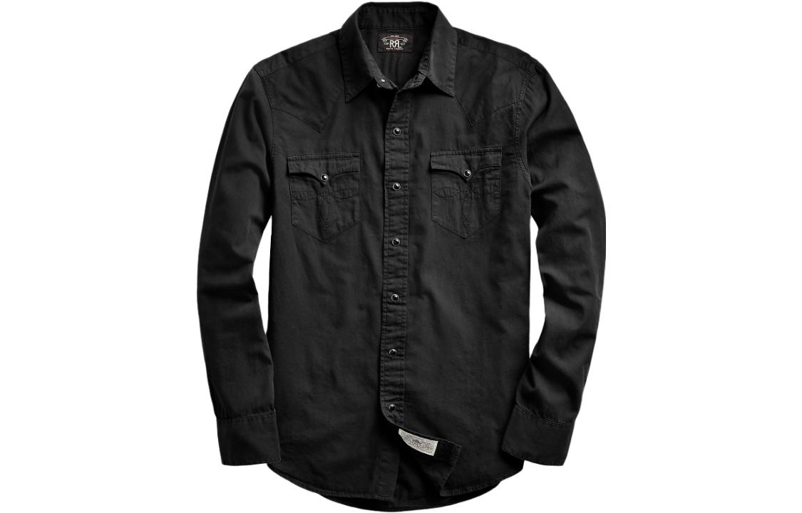 Polo Ralph Lauren Black Solid Double Pocket Button-Up Long Sleeve Shirt Mens MNRRWOV16820053-001