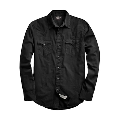 Polo Ralph Lauren Black Solid Double Pocket Button-Up Long Sleeve Shirt Mens MNRRWOV16820053-001