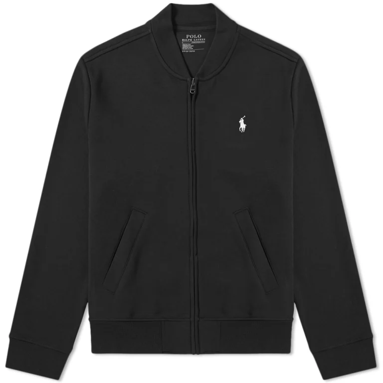 Polo Ralph Lauren Black Solid Logo Embroidered Zip-Up Casual Jacket 710652945-001