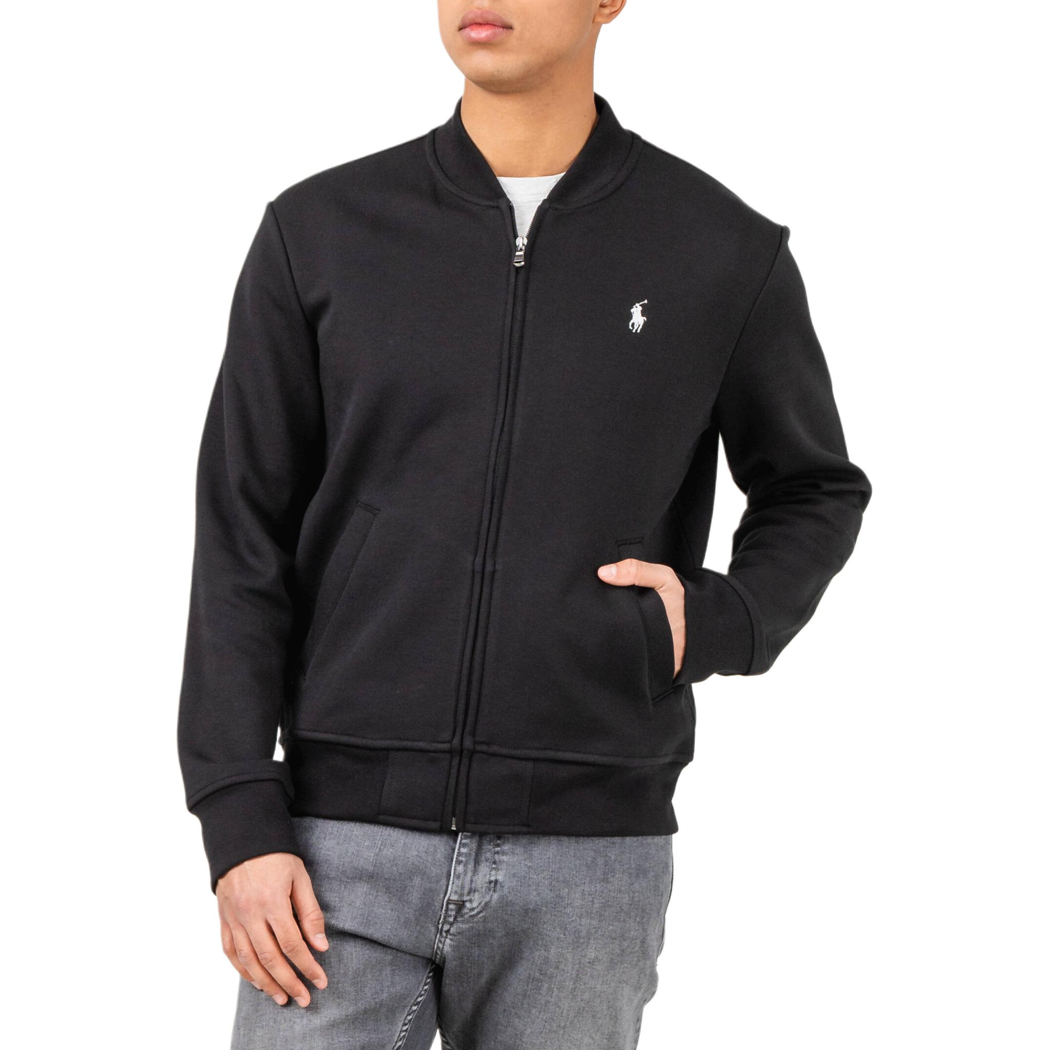 Lookbook Polo Ralph Lauren Jaket Kasual Hitam Logo Bordir dengan Resleting. 710652945-001