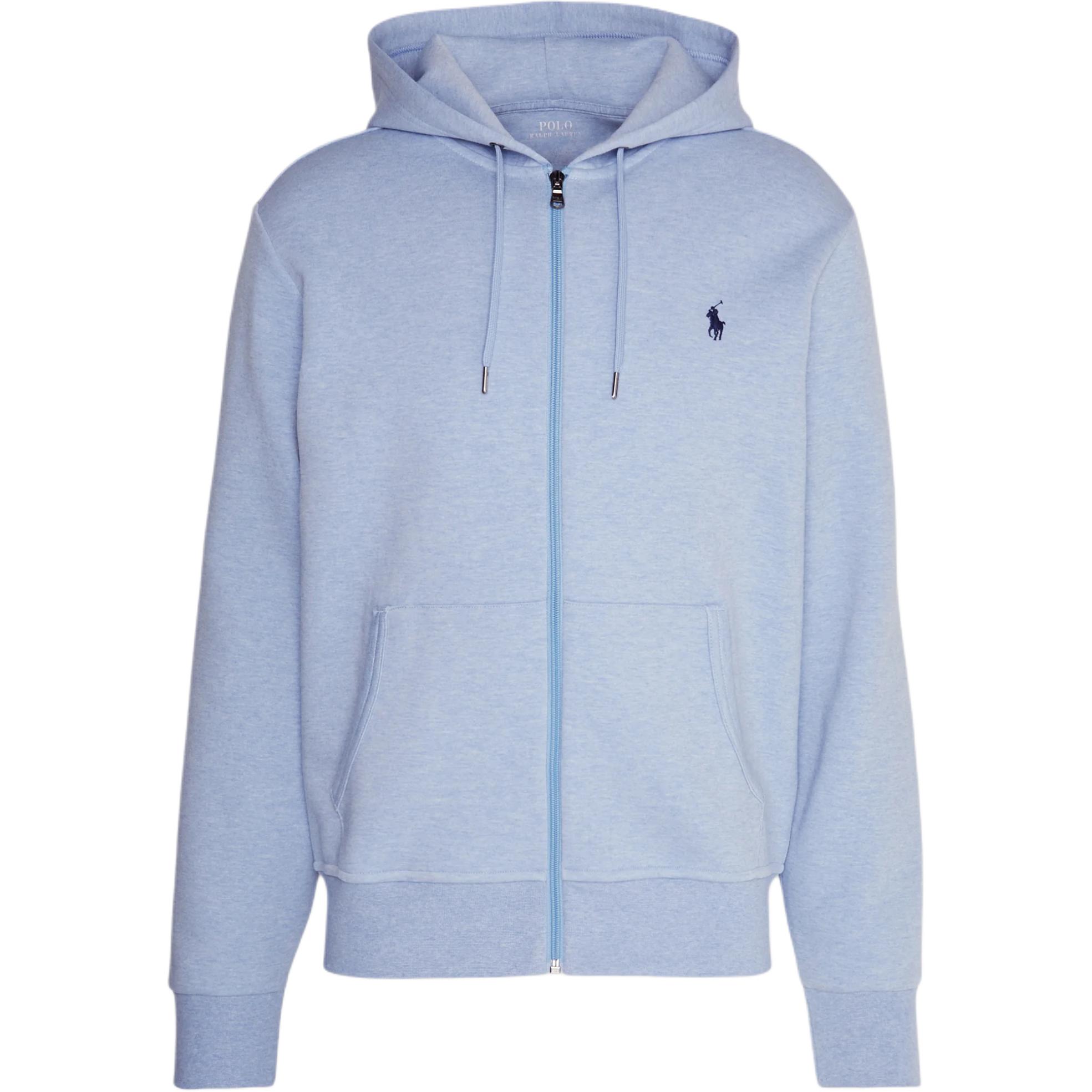 Polo Ralph Lauren Blue Double-Sided Knit Logo Hoodie with Kangaroo Pocket 710883329-041