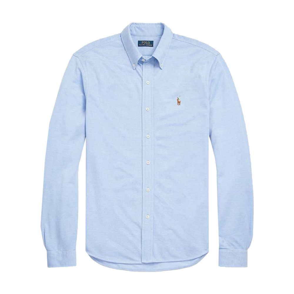 Polo Ralph Lauren Blue Embroidered Badge Long Sleeve Button-Up Shirt Mens. 710932545-001