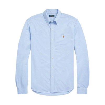 Polo Ralph Lauren Blue Embroidered Badge Long Sleeve Button-Up Shirt Mens. 710932545-001