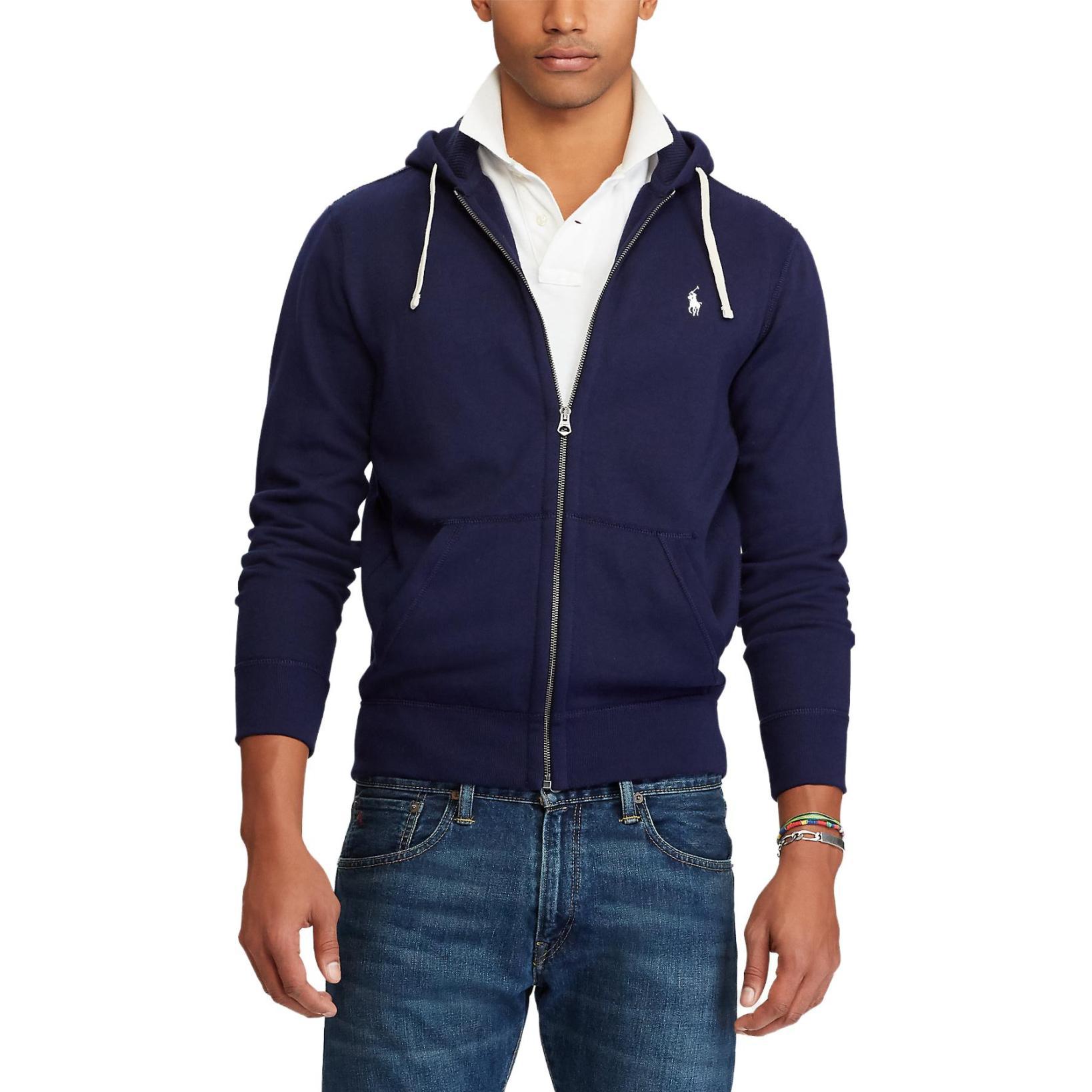 Polo Ralph Lauren Blue Hoodie Jacket with Logo Embroidery and Zip Closure 710625887-024