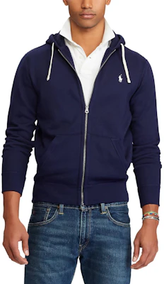 Polo Ralph Lauren蓝色拉链徽标刺绣连帽外套 710625887-024 Order Polo Ralph Lauren蓝色拉链徽标刺绣连帽外套 710625887-024