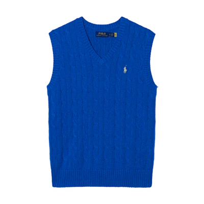 Polo Ralph Lauren Blue Solid Logo Embroidered V-Neck Sleeveless Vest . 710860352-002